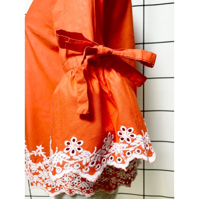 刺繍 オレンジ 袖リボン フォークロア ヨーロッパ古着 ヴィンテージブラウス | Vintage.City 빈티지숍, 빈티지 코디 정보