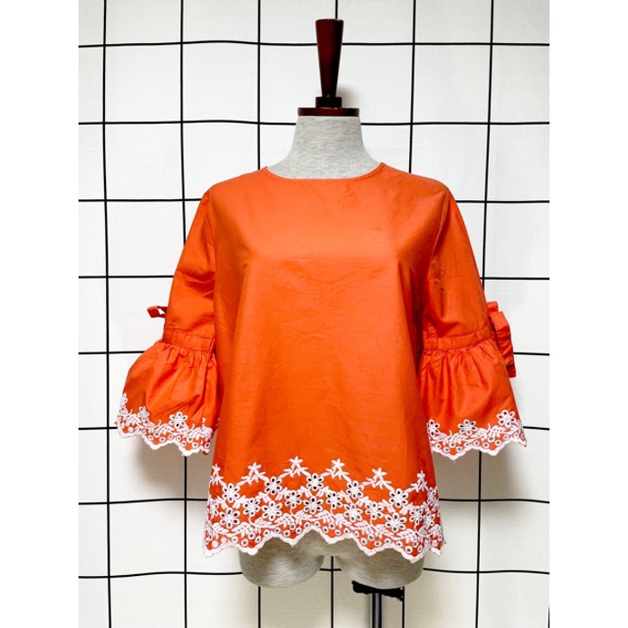 刺繍 オレンジ 袖リボン フォークロア ヨーロッパ古着 ヴィンテージブラウス | Vintage.City 古着屋、古着コーデ情報を発信