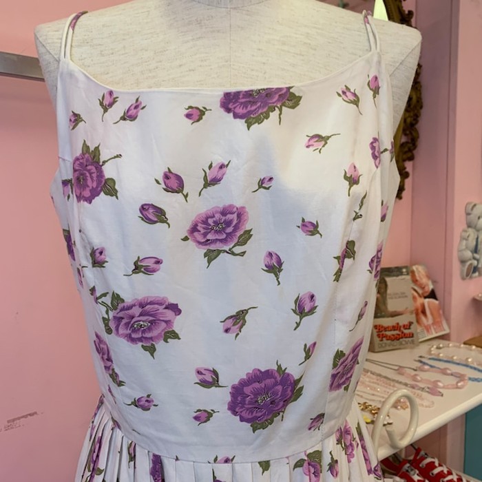 50s purple flower dress | Vintage.City 빈티지숍, 빈티지 코디 정보