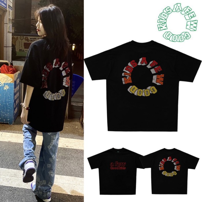 AFGK ルーズ 半袖 Tシャツ ブラック キラキラ ロゴ サークルロゴ | Vintage.City 古着屋、古着コーデ情報を発信