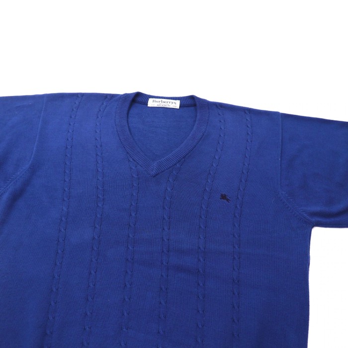 BURBERRYS Vネックニットセーター 40 ブルー オールド イギリス製 | Vintage.City 古着屋、古着コーデ情報を発信