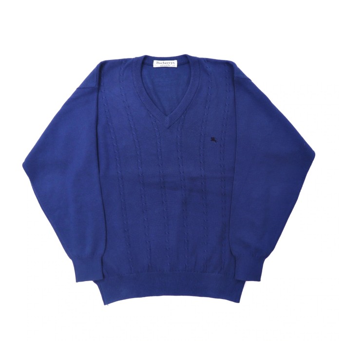 BURBERRYS Vネックニットセーター 40 ブルー オールド イギリス製 | Vintage.City 古着屋、古着コーデ情報を発信