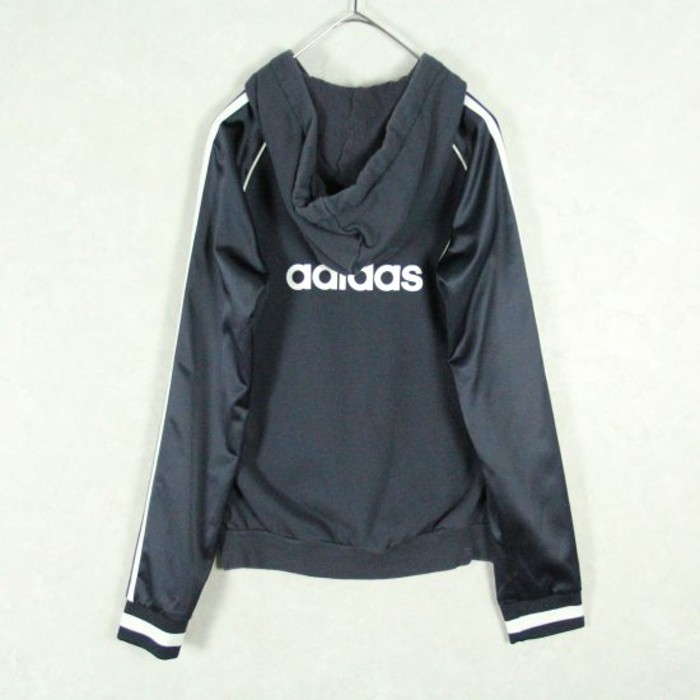 "adidas" metallic black just track hoody | Vintage.City 古着屋、古着コーデ情報を発信