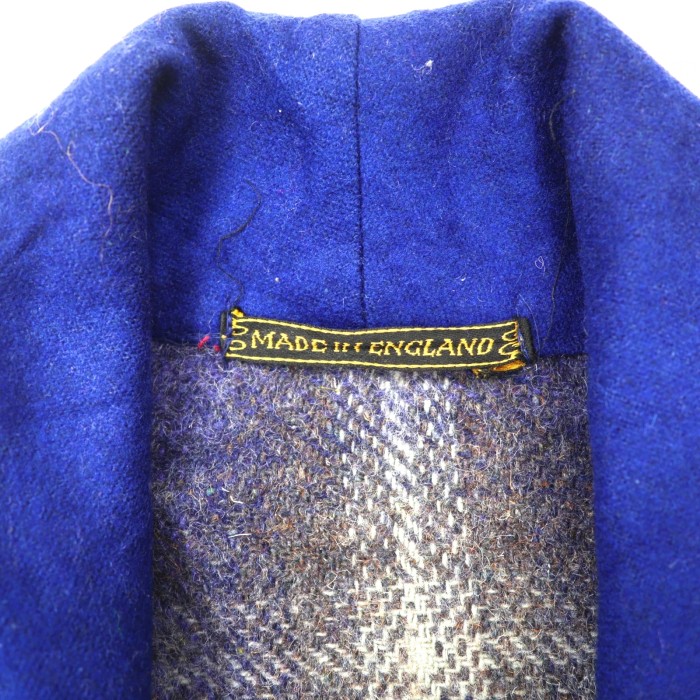 ヴィンテージ ガウンコート F ブルー チェック ウール 刺繍 イングランド製 | Vintage.City 古着屋、古着コーデ情報を発信
