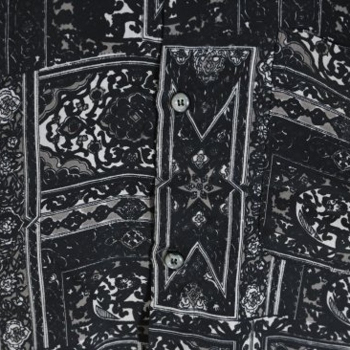 black × white ornament design shirt | Vintage.City 古着屋、古着コーデ情報を発信