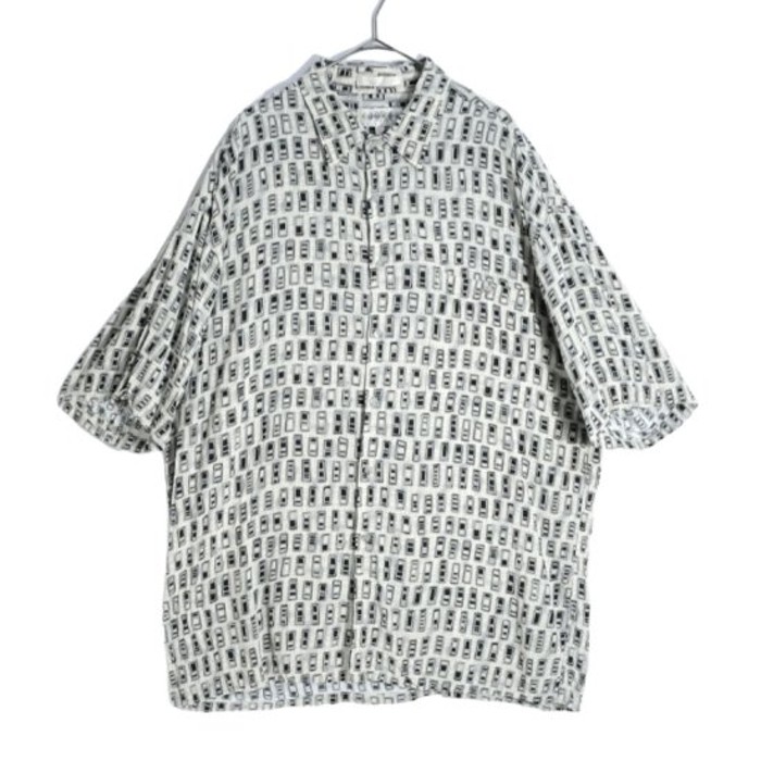 square total pattern half sleeves shirts | Vintage.City 빈티지숍, 빈티지 코디 정보