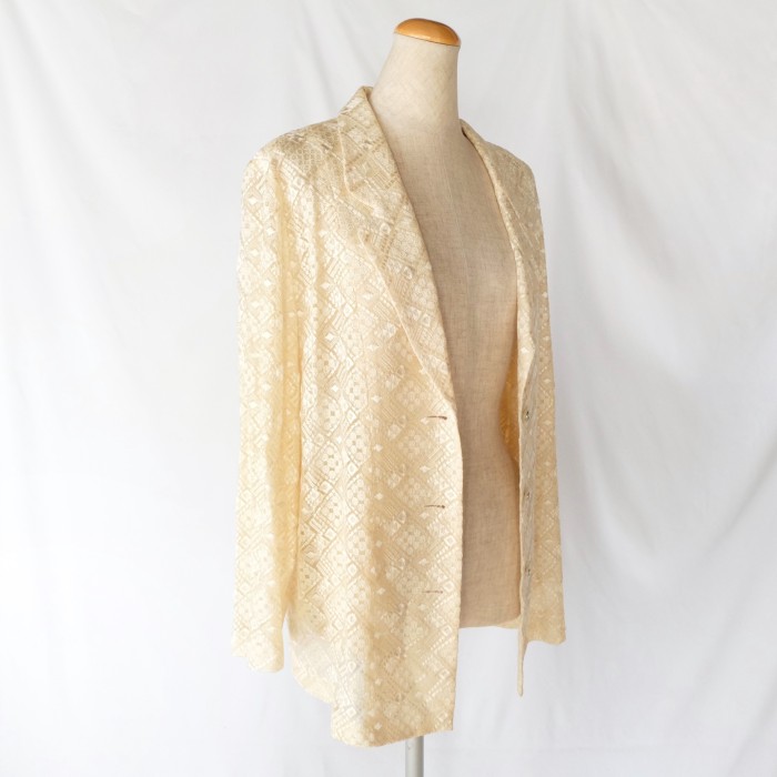 Cream lace embroidery sheer jacket | Vintage.City 古着屋、古着コーデ情報を発信