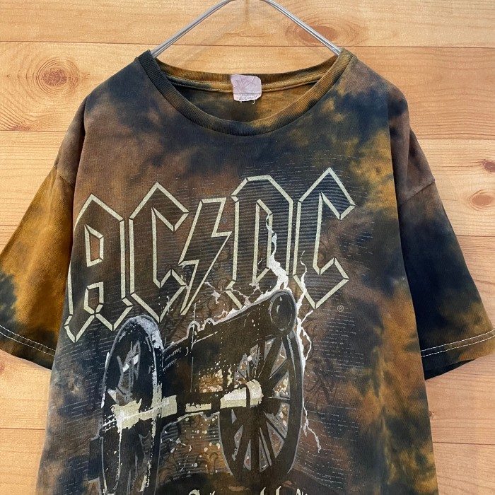DELTA】AC/DC バンドTシャツ ロックt タイダイ染め ロゴ US古着 