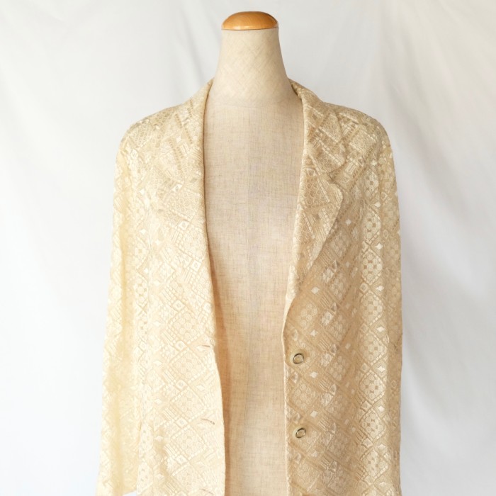 Cream lace embroidery sheer jacket | Vintage.City 古着屋、古着コーデ情報を発信
