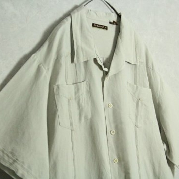 3XL gray beige cuba shirt | Vintage.City 빈티지숍, 빈티지 코디 정보