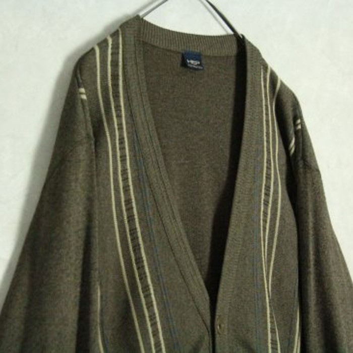 line design brown knit cardigan | Vintage.City 빈티지숍, 빈티지 코디 정보