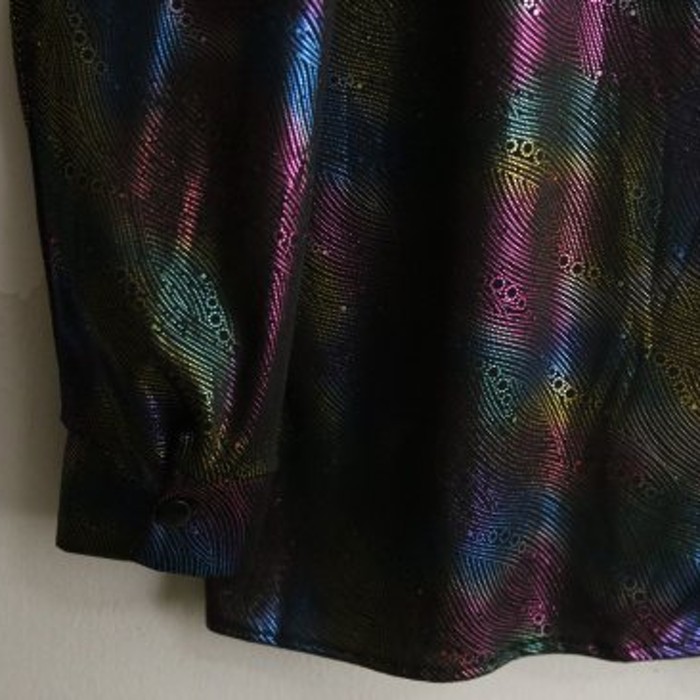 Rainbow design dark shiny shirt | Vintage.City 古着屋、古着コーデ情報を発信