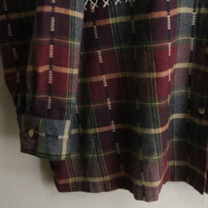Patchwork design velours shirt | Vintage.City 古着屋、古着コーデ情報を発信