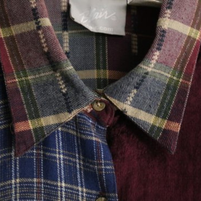 Patchwork design velours shirt | Vintage.City Vintage Shops, Vintage Fashion Trends