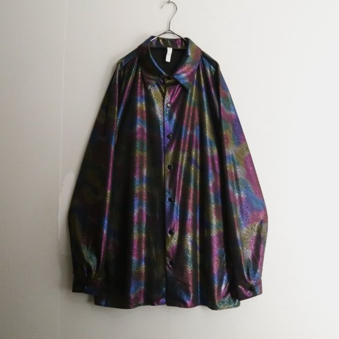 Rainbow design dark shiny shirt | Vintage.City 빈티지숍, 빈티지 코디 정보