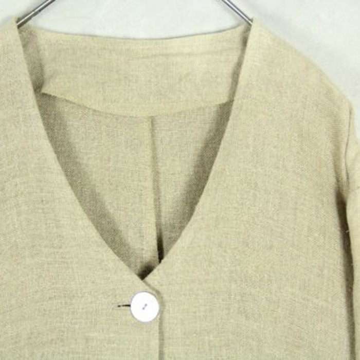 No collar beautiful linen long jacket | Vintage.City Vintage Shops, Vintage Fashion Trends