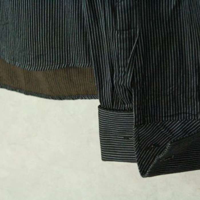 pinstripe black no collar dress shirt | Vintage.City Vintage Shops, Vintage Fashion Trends