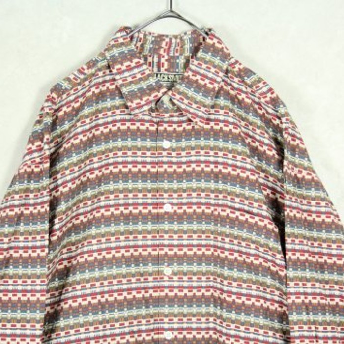 native border design cotton shirt | Vintage.City 古着屋、古着コーデ情報を発信