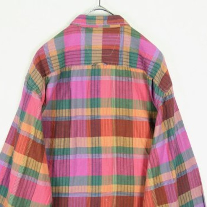 pink base colorful check shirt | Vintage.City 古着屋、古着コーデ情報を発信