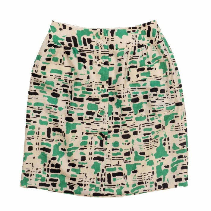 アイボリー地緑黒柄巻スカート DSC02210 | Vintage.City