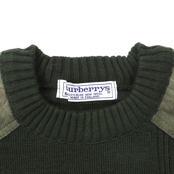 BURBERRYS コマンドニットセーター S カーキ ウール レザー切り替え | Vintage.City 古着屋、古着コーデ情報を発信