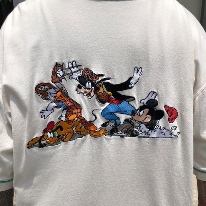 8625.ディズニー チームミッキー ベースボールシャツ 刺繍デザイン 