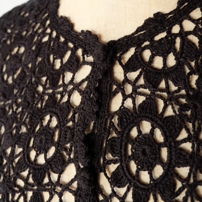 Crochet knit cropped cardigan | Vintage.City 빈티지숍, 빈티지 코디 정보
