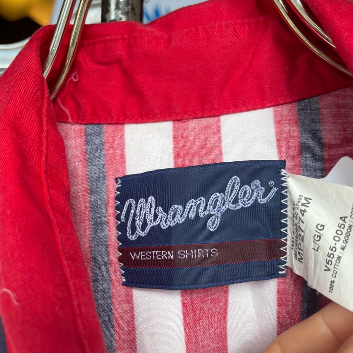 Wrangler ラングラー　半袖ストライプシャツ　赤白紺 | Vintage.City 古着屋、古着コーデ情報を発信
