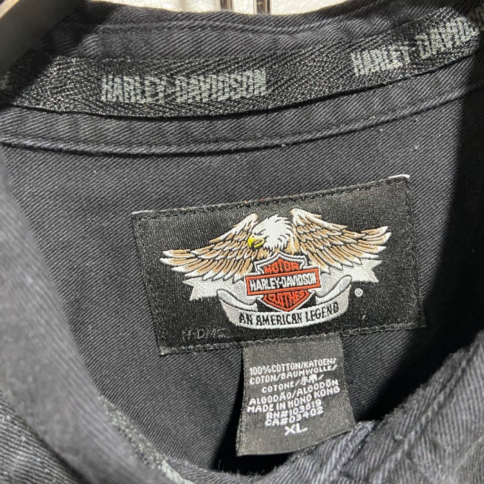 送料無料』90s HARLEY-DAVIDSON 半袖ワークシャツ 黒 XL | Vintage.City