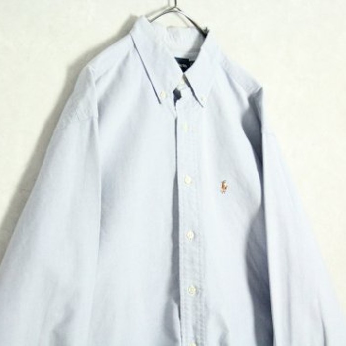 "Ralph Lauren" sax blue plain shirt | Vintage.City 古着屋、古着コーデ情報を発信
