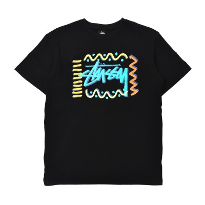 STUSSY Tシャツ L ブラック ストックロゴ シャネルロゴ 両面プリント | Vintage.City