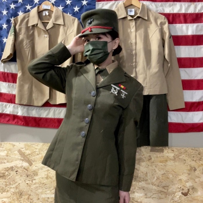 女性用上下セット アメリカ軍制服 usmc 女性海兵隊正装 ブラウス