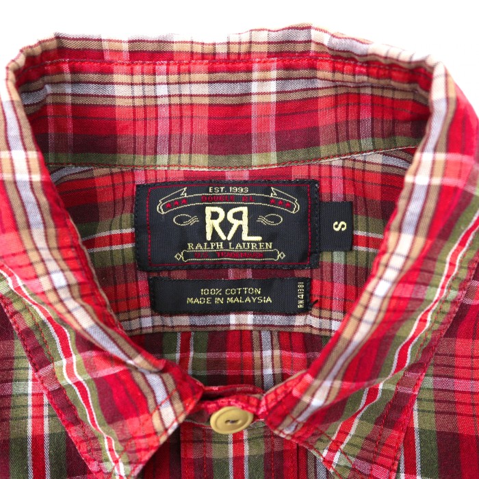 RRL 半袖シャツ S レッド チェック コットン 第一期 三つ星タグ 90s | Vintage.City 古着屋、古着コーデ情報を発信