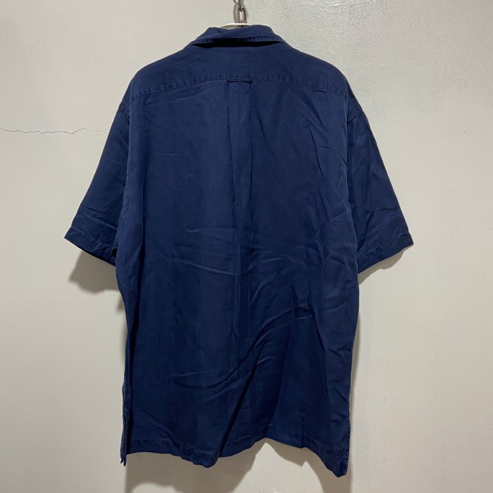 送料無料』Ralph Lauren 90s オープンカラーシャツ ネイビー L