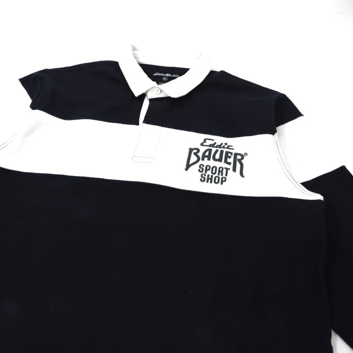 EDDIE BAUER ラガーシャツ XL ネイビー コットン ロゴ刺繍 | Vintage.City 古着屋、古着コーデ情報を発信