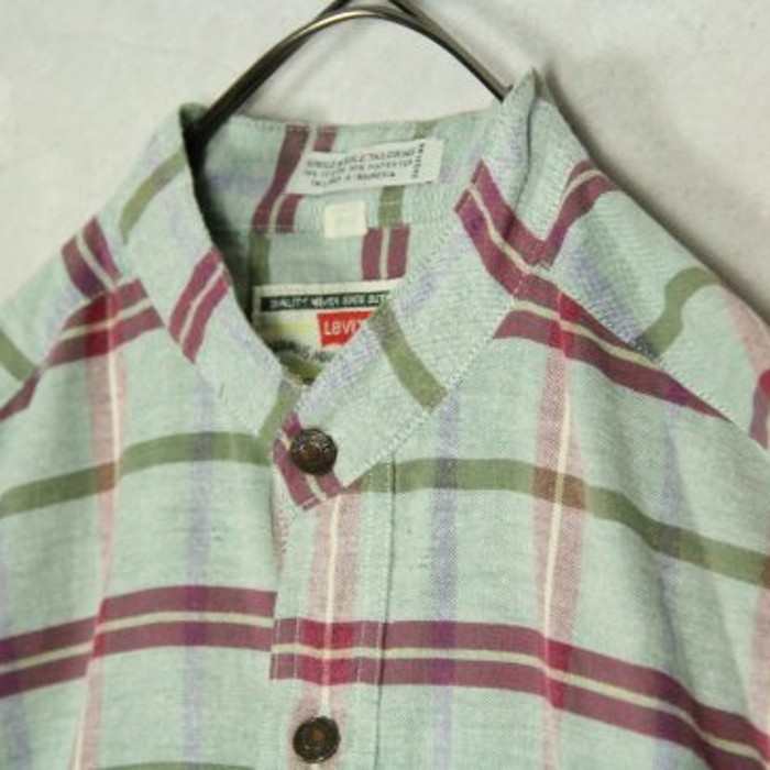 "Levi's" mint color check shirt | Vintage.City 빈티지숍, 빈티지 코디 정보