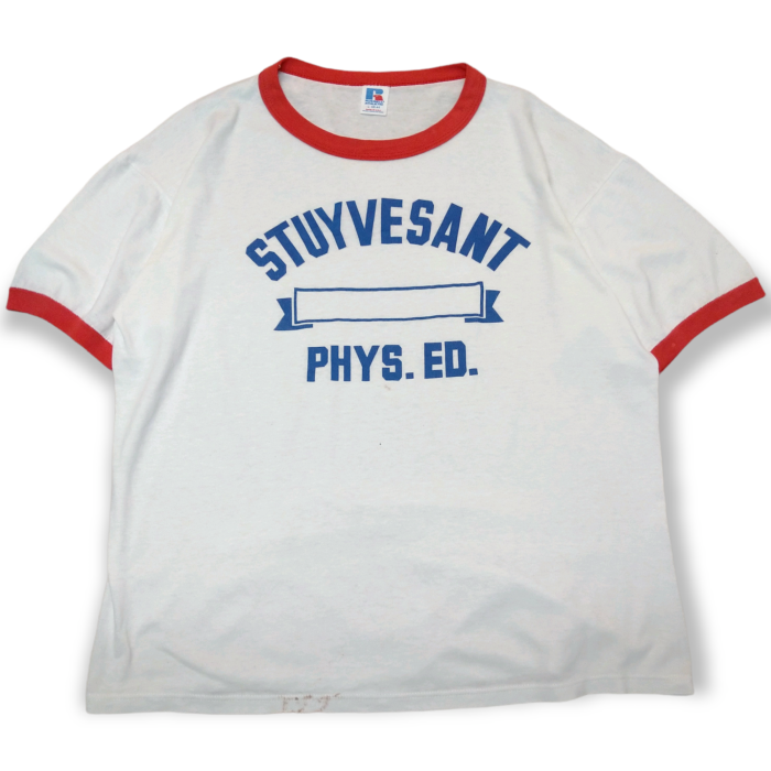 90s STUYVESANT カレッジ ロゴ ヴィンテージ リンガー Tシャツ ...