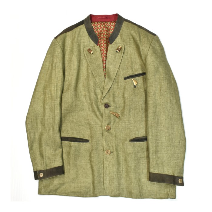 EURO Tyrolean Linen & Leather Jacket | Vintage.City 빈티지숍, 빈티지 코디 정보