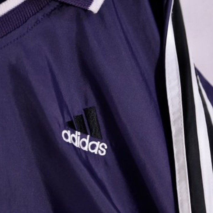 “Old Adidas” purple polo collar pullover | Vintage.City 古着屋、古着コーデ情報を発信