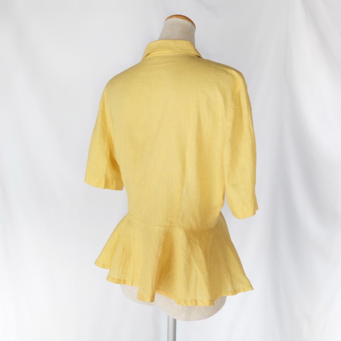 Canary yellow linen flare blouse | Vintage.City 古着屋、古着コーデ情報を発信