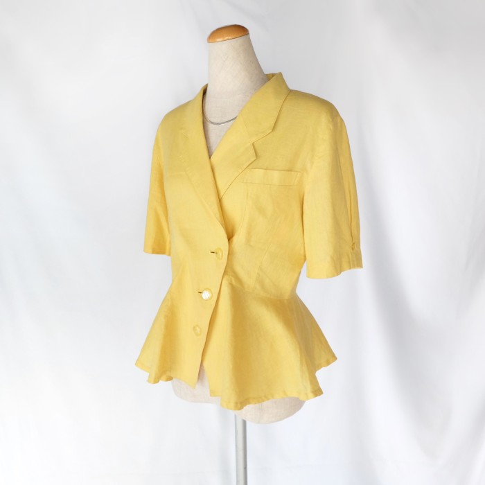 Canary yellow linen flare blouse | Vintage.City Vintage Shops, Vintage Fashion Trends