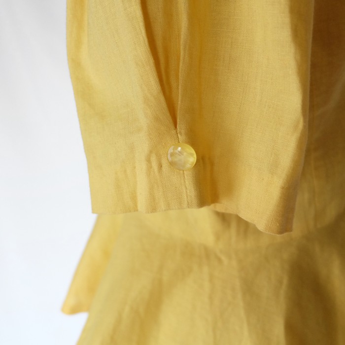 Canary yellow linen flare blouse | Vintage.City 빈티지숍, 빈티지 코디 정보