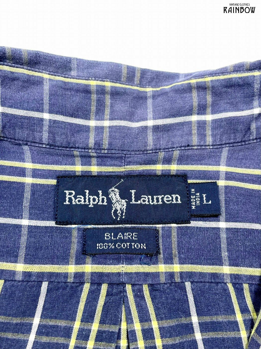 古着 RALPH LAUREN チェック柄 コットン 半袖 シャツ 紺 | Vintage.City
