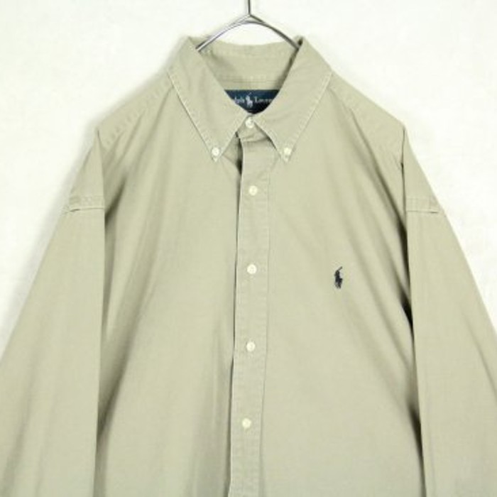 "Ralph Lauren" sand beige plain shirt | Vintage.City 古着屋、古着コーデ情報を発信