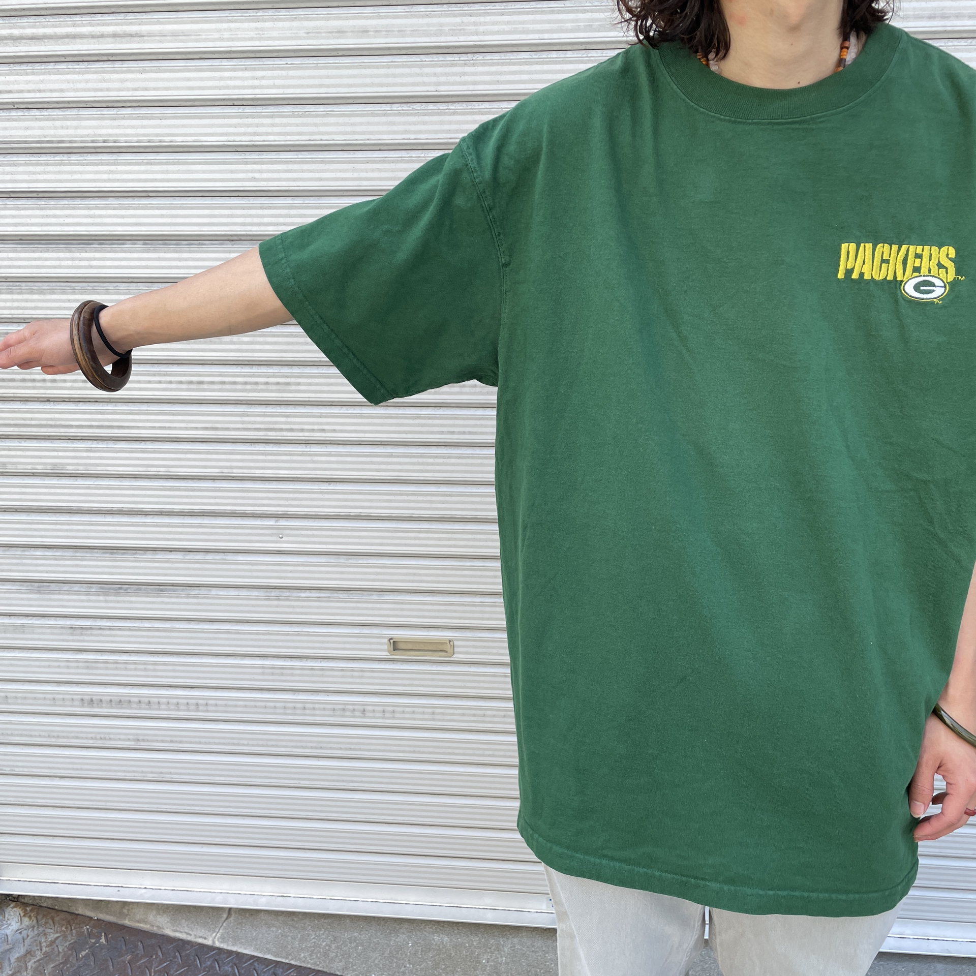 送料無料』90s グリーンベイパッカーズ 刺繍ロゴTシャツ XL 緑 