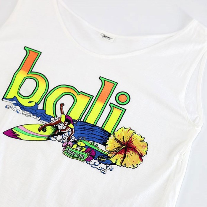 -90s bali Surf Graphic Cotton Tank-Top | Vintage.City 빈티지숍, 빈티지 코디 정보