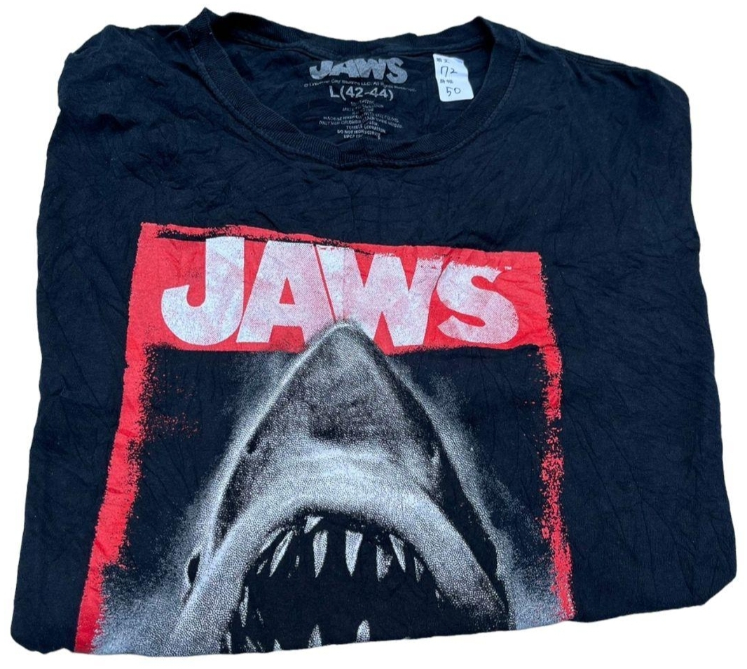 JAWS ビッグプリント ジョーズ　ヴィンテージTシャツ サメ　映画プリント　古着 名入れ