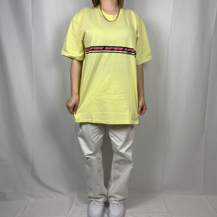 【シュプリーム】ラインロゴTシャツ イエロー　オーバーサイズ | Vintage.City 古着屋、古着コーデ情報を発信