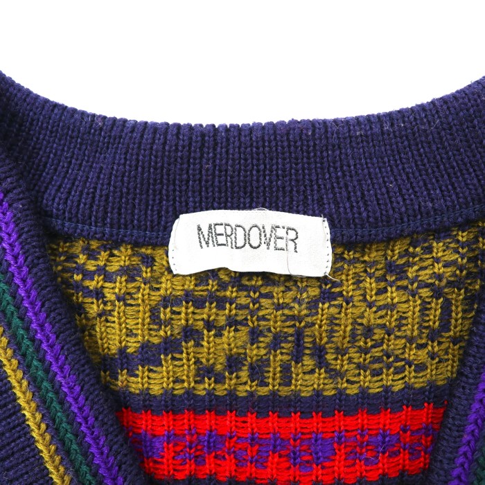 ジャパンヴィンテージ MERDOVER Vネックセーター XL ネイビー 総柄 | Vintage.City 古着屋、古着コーデ情報を発信