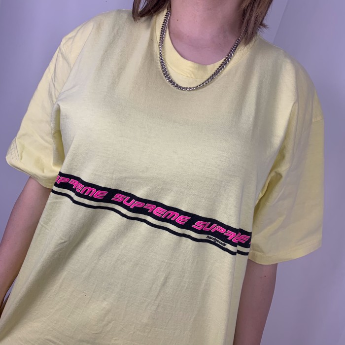【シュプリーム】ラインロゴTシャツ イエロー　オーバーサイズ | Vintage.City 빈티지숍, 빈티지 코디 정보